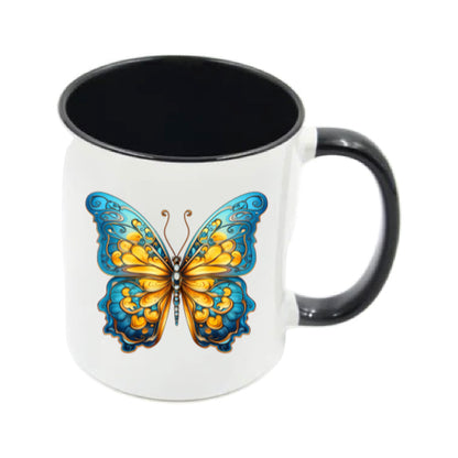 Mug - 11oz - Blue Coloured Yellow Butterfly 4
