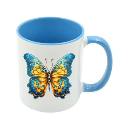 Mug - 11oz - Blue Coloured Yellow Butterfly 4