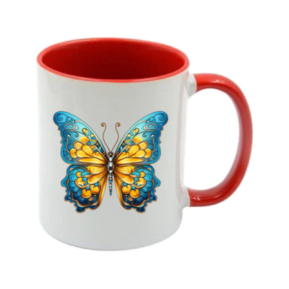 Mug - 11oz - Blue Coloured Yellow Butterfly 4
