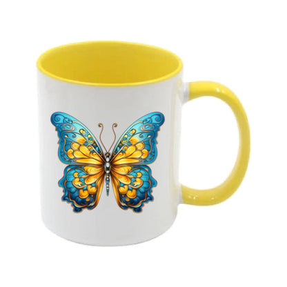 Mug - 11oz - Blue Coloured Yellow Butterfly 4