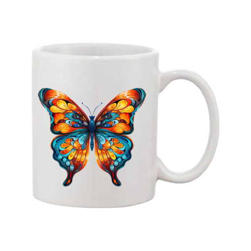 Mug - 11oz - Blue Coloured Orange Butterfly 1