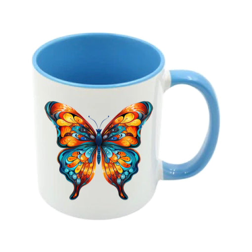 Mug - 11oz - Blue Coloured Orange Butterfly 1