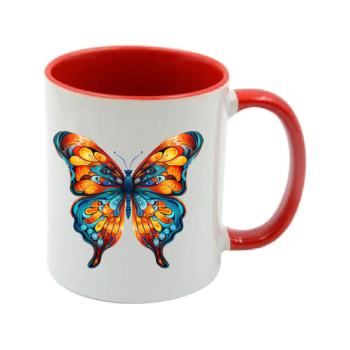 Mug - 11oz - Blue Coloured Orange Butterfly 1