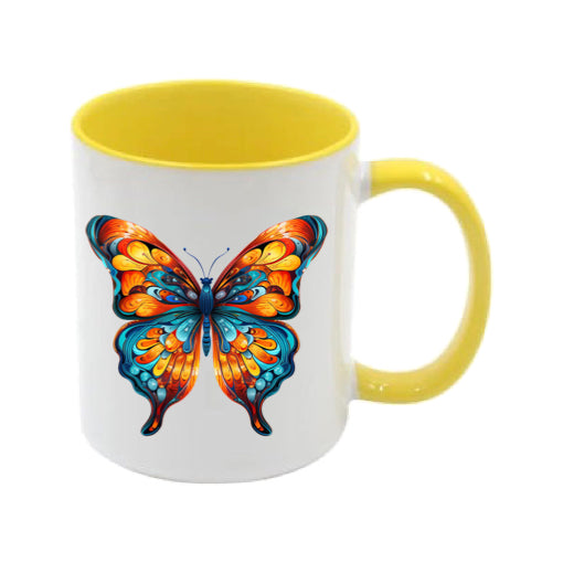 Mug - 11oz - Blue Coloured Orange Butterfly 1
