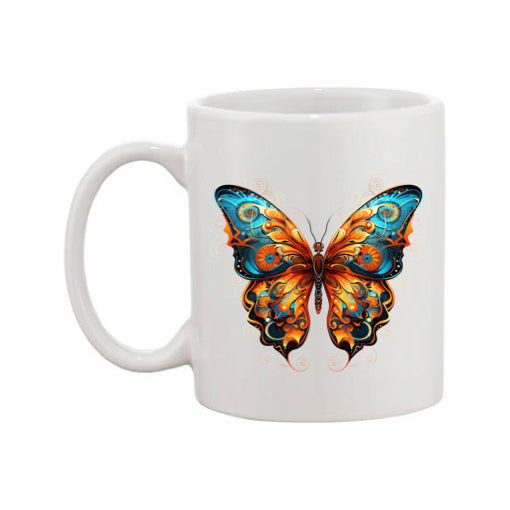 Mug - 11oz - Blue Coloured Orange Butterfly 2
