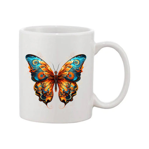 Mug - 11oz - Blue Coloured Orange Butterfly 2
