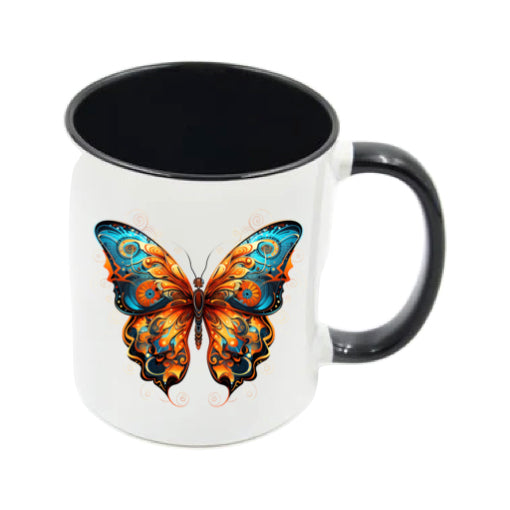Mug - 11oz - Blue Coloured Orange Butterfly 2