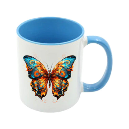 Mug - 11oz - Blue Coloured Orange Butterfly 2