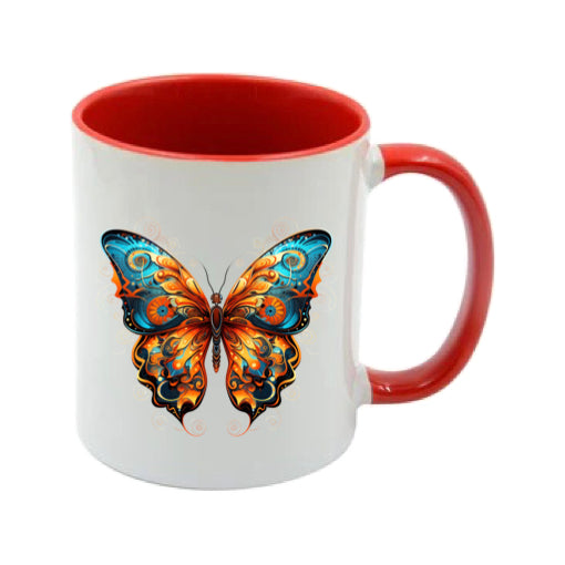 Mug - 11oz - Blue Coloured Orange Butterfly 2