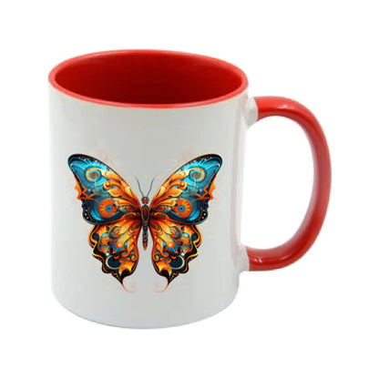 Mug - 11oz - Blue Coloured Orange Butterfly 2