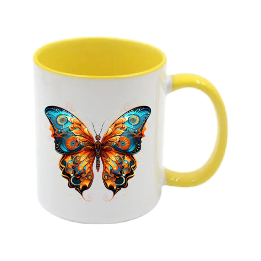 Mug - 11oz - Blue Coloured Orange Butterfly 2