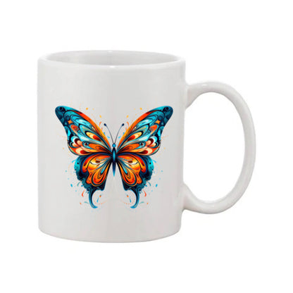 Mug - 11oz - Blue Coloured Orange Butterfly 3