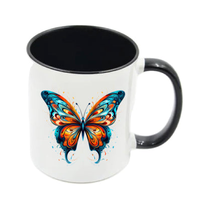 Mug - 11oz - Blue Coloured Orange Butterfly 3