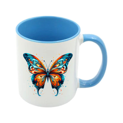 Mug - 11oz - Blue Coloured Orange Butterfly 3