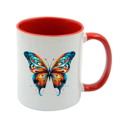 Mug - 11oz - Blue Coloured Orange Butterfly 3