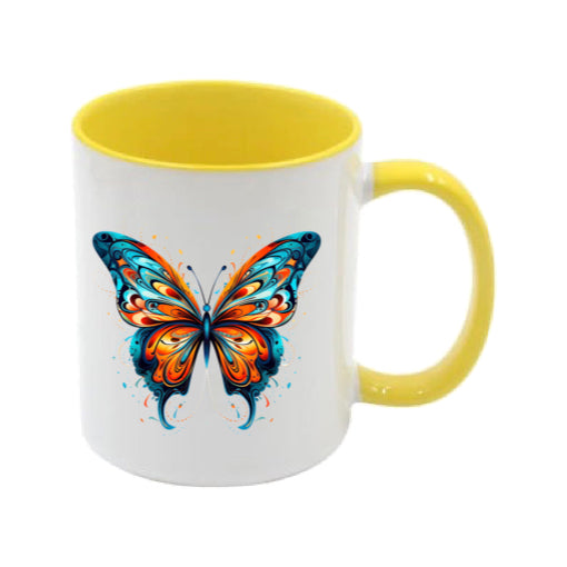 Mug - 11oz - Blue Coloured Orange Butterfly 3