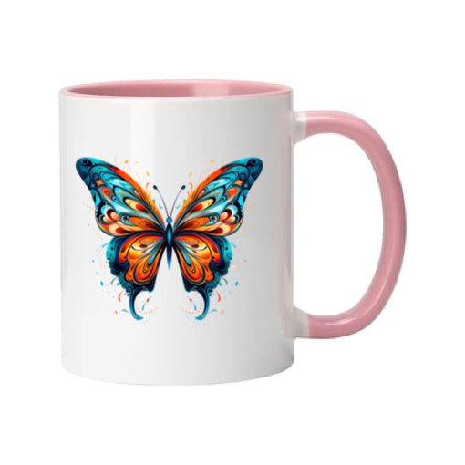 Mug - 11oz - Blue Coloured Orange Butterfly 3