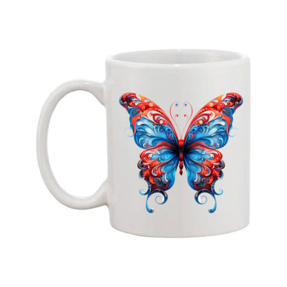 Mug - 11oz - Blue Coloured Red Butterfly 1