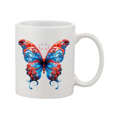 Mug - 11oz - Blue Coloured Red Butterfly 1