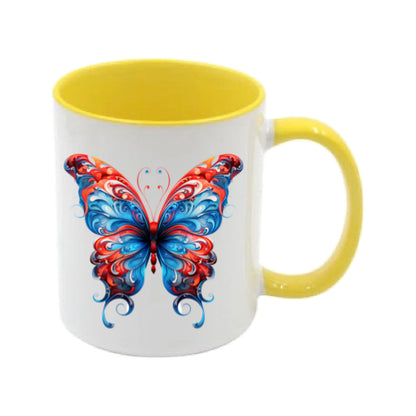 Mug - 11oz - Blue Coloured Red Butterfly 1