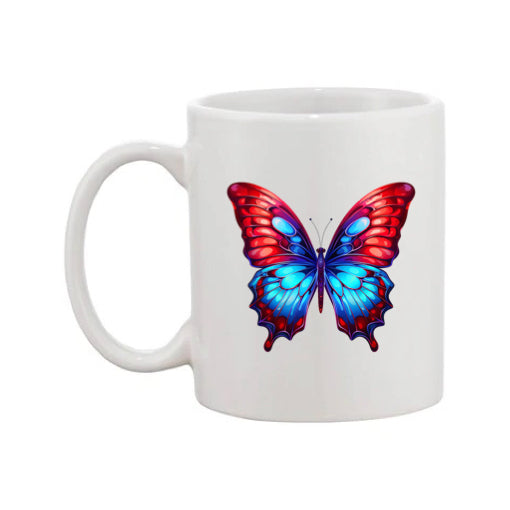 Mug - 11oz - Blue Coloured Red Butterfly 2