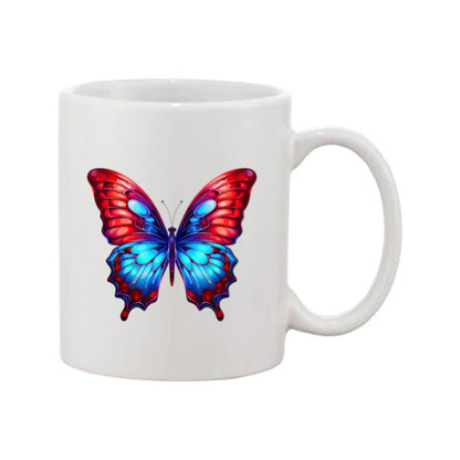 Mug - 11oz - Blue Coloured Red Butterfly 2