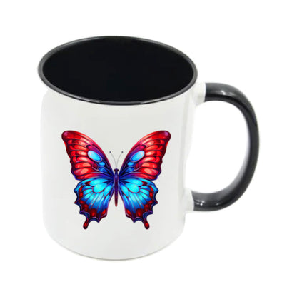 Mug - 11oz - Blue Coloured Red Butterfly 2