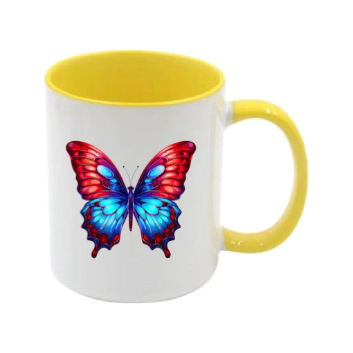 Mug - 11oz - Blue Coloured Red Butterfly 2