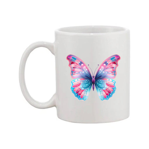 Mug - 11oz - Pink Coloured Blue Butterfly 1