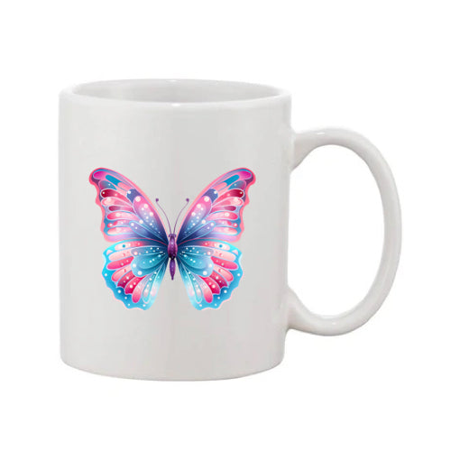 Mug - 11oz - Pink Coloured Blue Butterfly 1