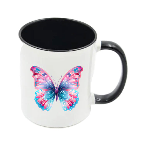 Mug - 11oz - Pink Coloured Blue Butterfly 1