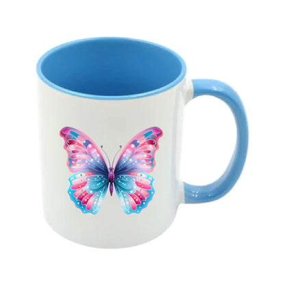 Mug - 11oz - Pink Coloured Blue Butterfly 1
