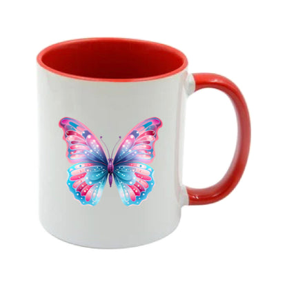 Mug - 11oz - Pink Coloured Blue Butterfly 1