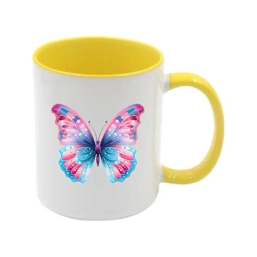 Mug - 11oz - Pink Coloured Blue Butterfly 1