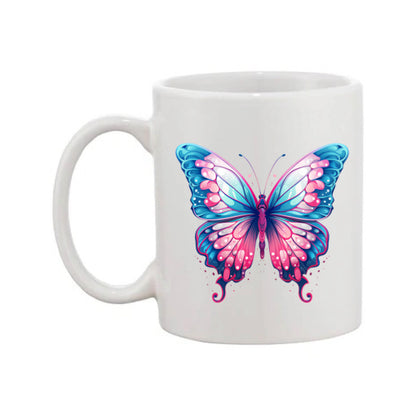 Mug - 11oz - Pink Coloured Blue Butterfly 2