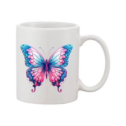 Mug - 11oz - Pink Coloured Blue Butterfly 2