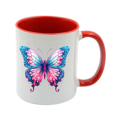 Mug - 11oz - Pink Coloured Blue Butterfly 2