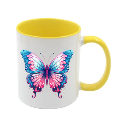 Mug - 11oz - Pink Coloured Blue Butterfly 2