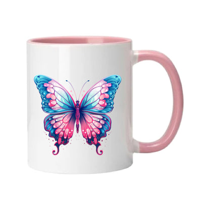 Mug - 11oz - Pink Coloured Blue Butterfly 2