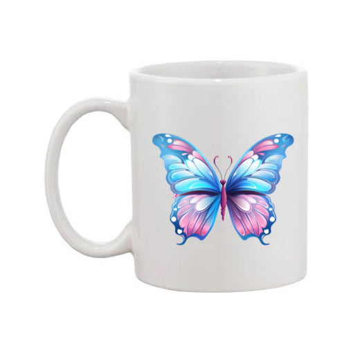 Mug - 11oz - Pink Coloured Blue Butterfly 3