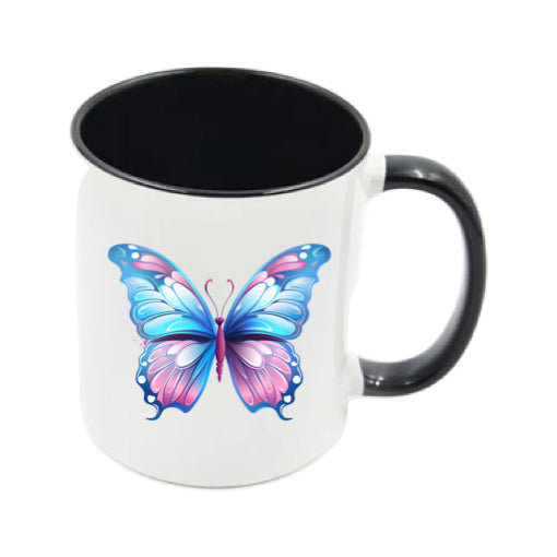 Mug - 11oz - Pink Coloured Blue Butterfly 3