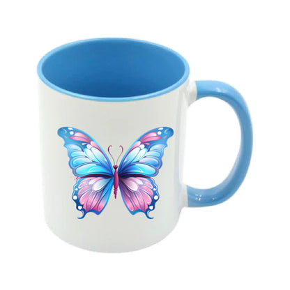 Mug - 11oz - Pink Coloured Blue Butterfly 3
