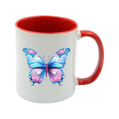 Mug - 11oz - Pink Coloured Blue Butterfly 3