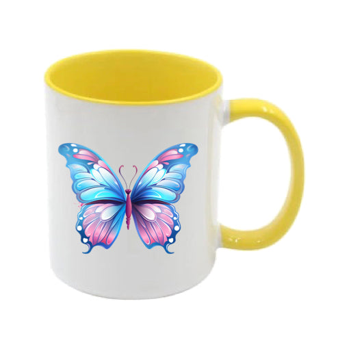 Mug - 11oz - Pink Coloured Blue Butterfly 3