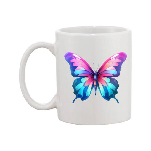Mug - 11oz - Pink Coloured Blue Butterfly 4