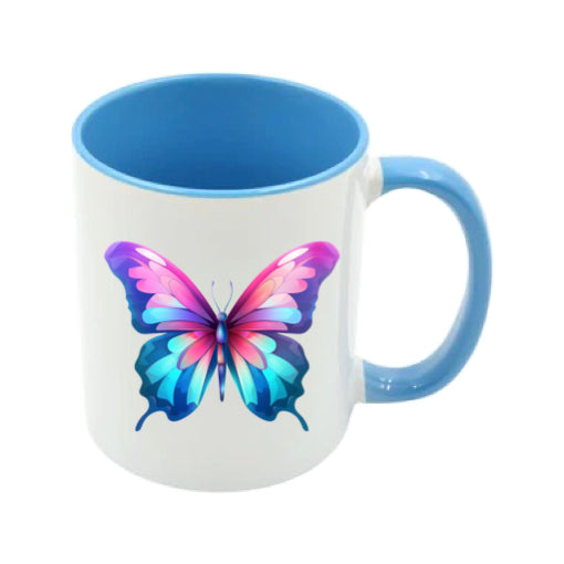 Mug - 11oz - Pink Coloured Blue Butterfly 4