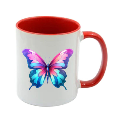 Mug - 11oz - Pink Coloured Blue Butterfly 4