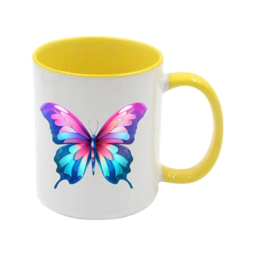Mug - 11oz - Pink Coloured Blue Butterfly 4