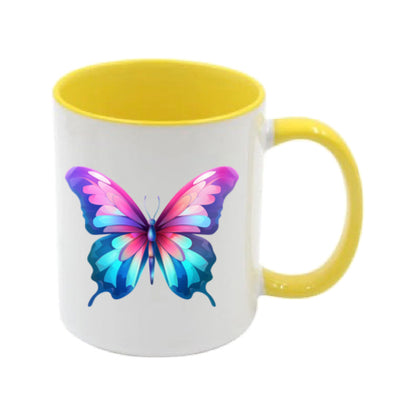 Mug - 11oz - Pink Coloured Blue Butterfly 4