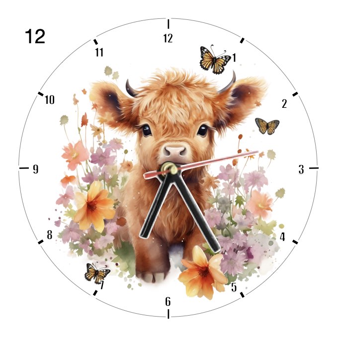 Clocks with 23x different Highland Cows - Group A